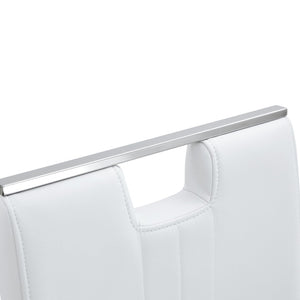 English Elm Set of 2 Gloss Pu Bow-back Dining Chairs with Ergonomic Curved Support for Modern Lofts White W1512P491841