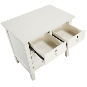 English Elm Georgina Distressed 4-Drawer Nightstand with French Dovetail Drawers and Decorative Faux Keyholes, 32" Antique White B050P376953