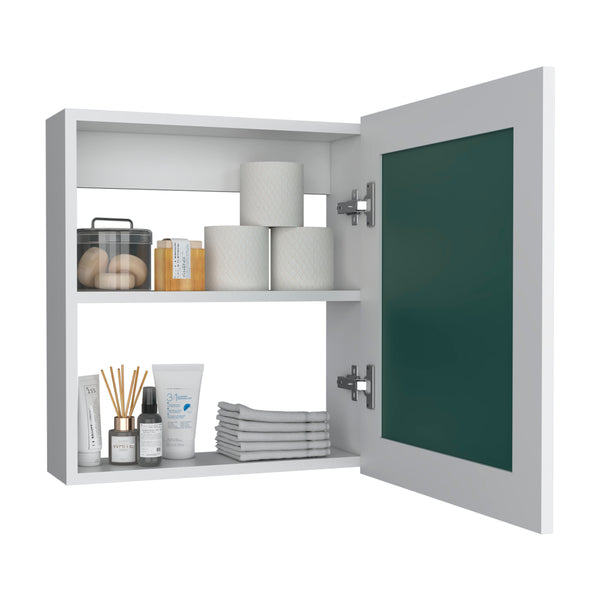English Elm Luma Mirrored Medicine Cabinet 18.6" W x 5.7" D x 20.5" H Wall Organizer with Two Shelves, Sleek Durable Design White 24.9 L x 20.1 W x 4 H B070P234354