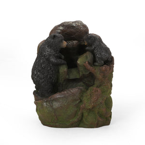 English Elm Christopher Knight Home® - 23.75" Hand Crafted Weather-Resistant Floor Fountain with LED Underwater Lights, Faux Stone Moss Black, 23.75" 71776.00MBLK
