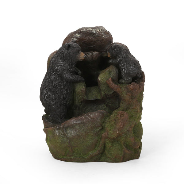 English Elm Christopher Knight Home® - 23.75" Hand Crafted Weather-Resistant Floor Fountain with LED Underwater Lights, Faux Stone Moss Black, 23.75" 71776.00MBLK