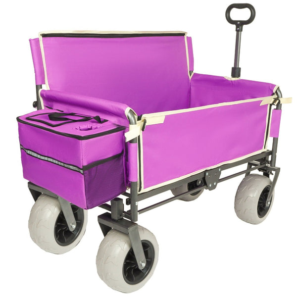 English Elm 3-in-1 Folding Wagon with Convertible Bench Seat Steel Frame 500lb All Terrain Purple W2932P390468