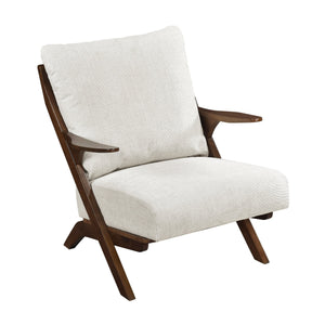 English Elm Mid-Century modern accent chair with solid rubberwood frame, chenille upholstery, plush seat comfort Beige,Brown 45 L x 25.5 W x 14.5 H B011P347866
