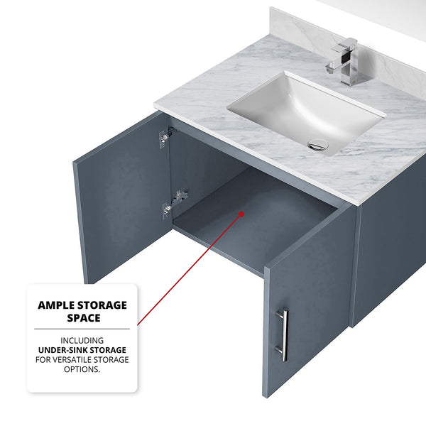 English Elm Dark Grey Bath Vanity 30 in. W x 22 in. D with Carrara Marble Top, Chrome Faucet, LED Mirror, Durable Finish B2731S01242