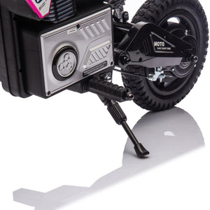 English Elm 24v Kids Electric Motocross Motorcycle 200w Hub Motor Suspension Led Bluetooth Audio Pink W1578P225049