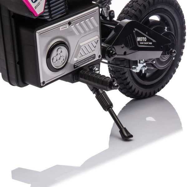 English Elm 24v Kids Electric Motocross Motorcycle 200w Hub Motor Suspension Led Bluetooth Audio Pink W1578P225049