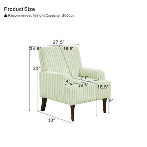 English Elm Modern Wide Wale Corduroy Accent Chair Solid Wood Legs Upholstered Living Room Seat Beige W5568P445690