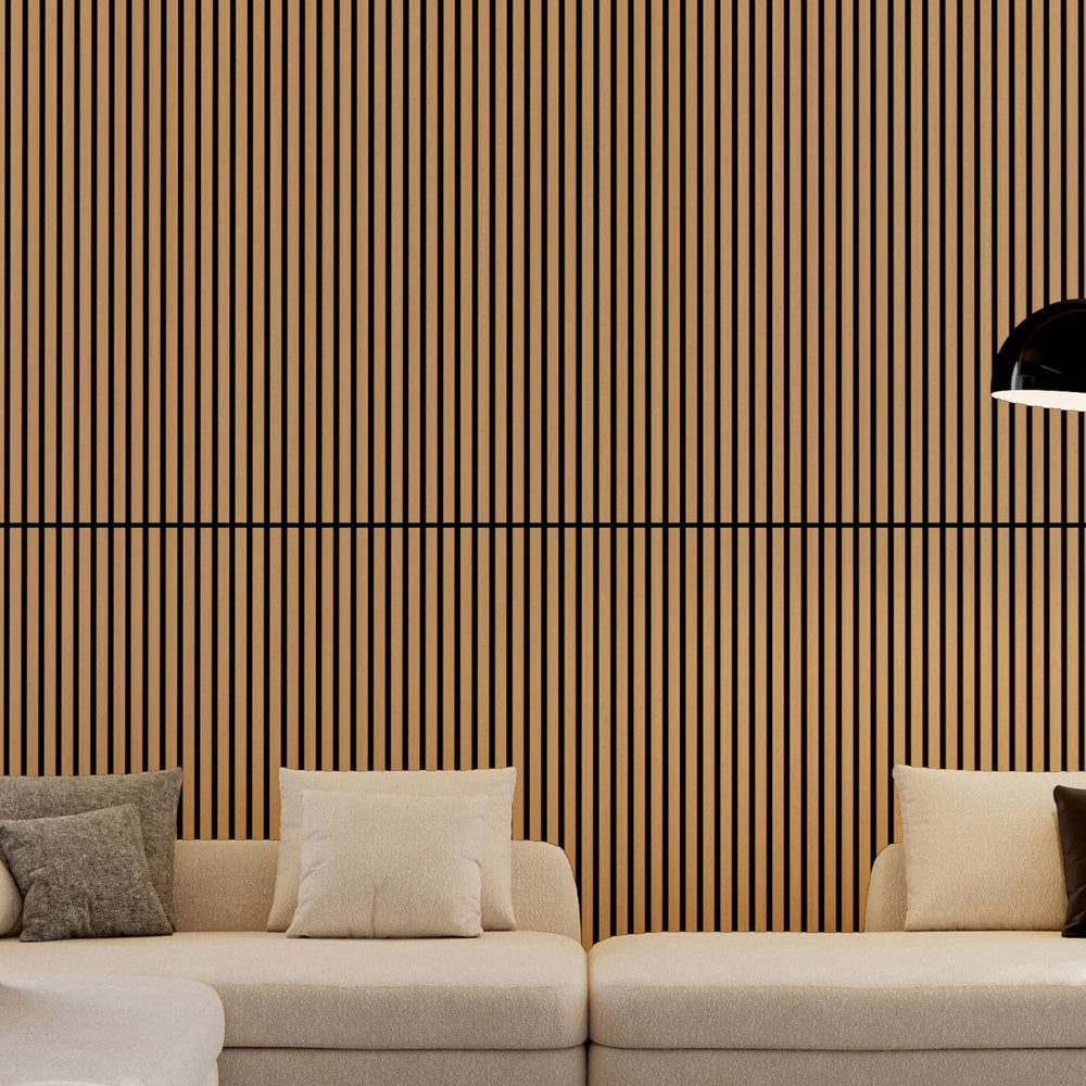 English Elm Wood Slat Acoustic Wall Panels Set of 4 Fluted Mdf for Living Room or Studio White Oak W347P317958