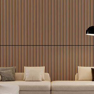English Elm Wood Slat Acoustic Wall Panels Set of 4 Fluted Mdf for Living Room or Studio White Oak W347P317958
