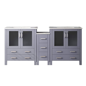English Elm Dark Grey 72 in Double Bath Vanity with Side Cabinet, White Ceramic Top, Soft-Close Drawers, Durable Counter B2731S00613
