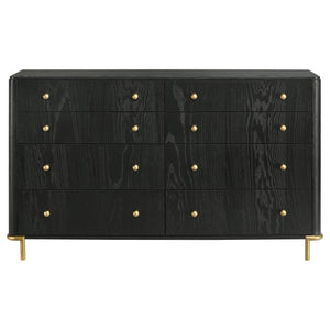 English Elm Anser 8-Drawer Black Dresser With Gold Knobs - Modern Storage Solution For Stylish Bedrooms B062P358455