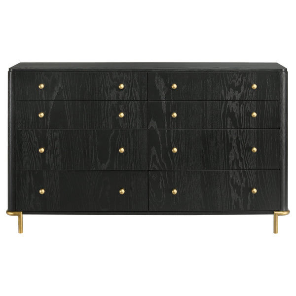 English Elm Anser 8-Drawer Black Dresser With Gold Knobs - Modern Storage Solution For Stylish Bedrooms B062P358455