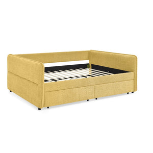 English Elm Queen Boucle Tufted Daybed Sofa with Storage Drawers Eucalyptus Frame Guest Room Yellow W1413S00180