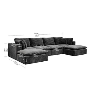 English Elm 137.8*68.9"modular Sectional Sofa Five Piece Corduroy Upholstered Set for Living Rooms Grey W3819S00131