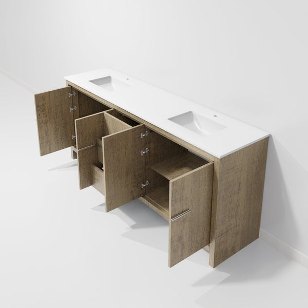 English Elm Rustic Acacia Double Bath Vanity 80" W X 20" D, Cultured Marble Top, Ample Storage & Soft-Close Design B2731P259558-GIGA