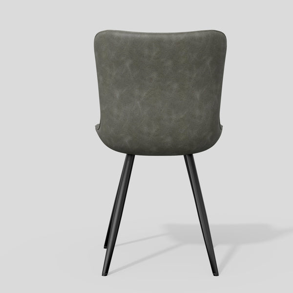 English Elm Dining Chair Set Of 2 - Modern Gray Pu Leather Armless Chairs With Sturdy Metal Legs For Comfort T3950P396567