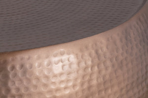 English Elm CT501 Hand-Hammered 32" Round Aluminum Coffee Table with Drum Silhouette and Timeless Texture Copper G150108434