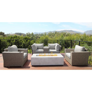 English Elm Ready-To-Use 6-Piece Wicker Patio Conversation Set With Fire Pit, Cushions & Seating For 4+ Comfort B120S00222-GIGA