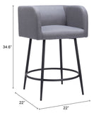 Horbat Counter Stool - Set of 2 Gray 110065 Zuo Modern