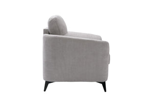 English Elm Carlotta Woven Fabric Accent Chair Grid Tufted Cushions Black Metal Legs Living Room Light Gray B2749P413395