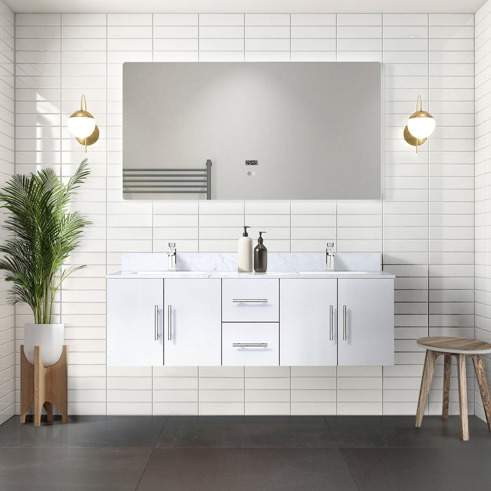 English Elm Glossy White Double Bath Vanity - 60" W With Spacious Storage, Soft-Close Drawers & Easy Install B2731P258504