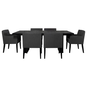 English Elm Houston 7-Piece Modern Dining Set With Charcoal Grey Upholstered Chairs & Sculptural Table Design B062S01229