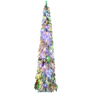 English Elm Homcom 7Ft Prelit Pencil Christmas Tree With 534 Snow Flocked Branches & 350 Led Lights For Narrow Spaces W2225P249623