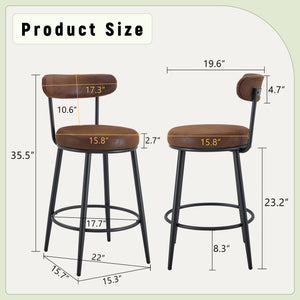 English Elm Fashionable Ergonomic Bar Chairs Set of Two with Breathable Fabric, Curved Back, Cushioned Comfort Brown+Black W1151P279691