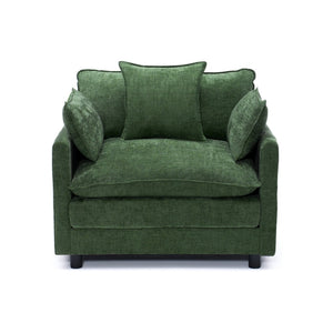 English Elm 39.4" Chenille Club Chair with Ottoman Solid Wood Frame Contemporary Living Room Seat Green W3244P427726