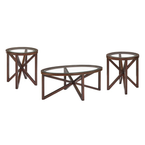 English Elm Modern Round Glass Coffee Table With Solid Wood Base - Stylish Minimalist Design For Living Rooms W487P317847