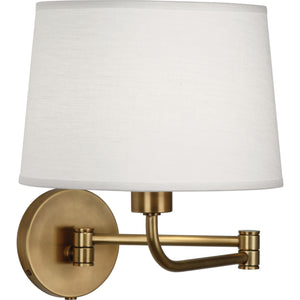 Robert Abbey Koleman Wall Swinger Aged Brass Oyster Linen Shade