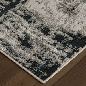 Feizy Rugs Micah Modern Abstract Area Rug - Durable Machine-made Soft Polyester For High Traffic Spaces Black,White,Gray Polyester,Polypropylene 6943339fblk000e10