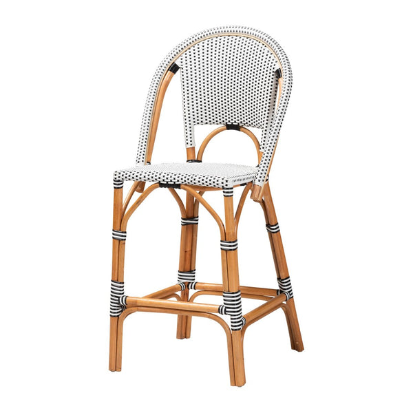 English Elm Modern Bohemian Mahogany Dining Chair with Woven Seagrass Back and Tapered Legs B2750P467790