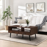 English Elm Walker Edison - Contemporary 2-Drawer Low Coffee Table – Dark Walnut