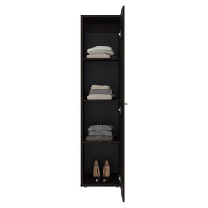 English Elm Home Freestanding Tall Storage Cabinet with Mirror Door and Four Interior Shelves Brown Oak B070P487571