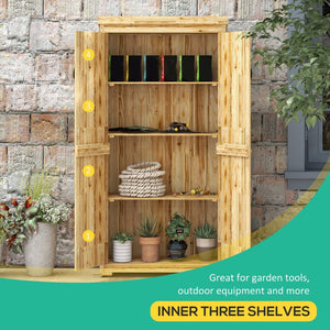 English Elm Outsunny Wooden Garden Shed – Narrow Outdoor Storage With Lockable Door, 3 Shelves & Metal Roof W2225P174132-GIGA