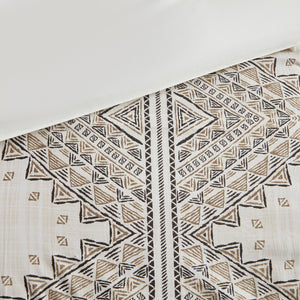 English Elm King/Cal Rustic Geometric 4-Piece Microfiber Duvet Cover Set with Chenille Trim & Throw Pillow, OEKO-TEX Certified B035P148372