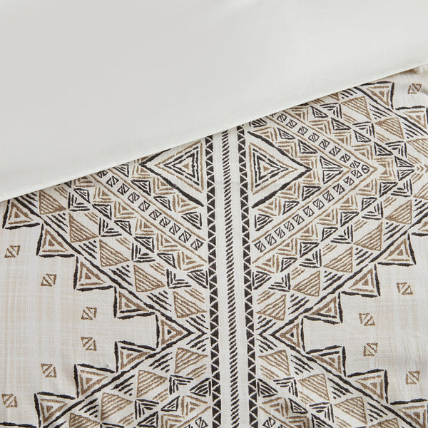 English Elm King/Cal Rustic Geometric 4-Piece Microfiber Duvet Cover Set with Chenille Trim & Throw Pillow, OEKO-TEX Certified B035P148372