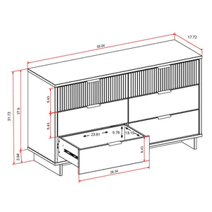English Elm Granville 55" Sage Green Dresser - 6-Drawer Solid Wood Storage With Gold Handles & Modern Design B365S00088