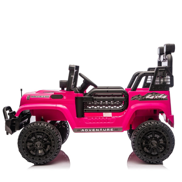English Elm 24v Dual Motor Two Seat Kids Electric Ride on Car with Remote Control and Bluetooth Audio Pink W1578P305898