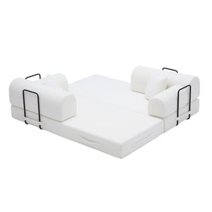 English Elm Convertible Corduroy Floor Sofa Folds Flat as Sleeper Daybed for Studio Living Beige W5532P438815