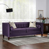 English Elm Jack 84" Modern Tuxedo Tufted Sofa, Purple Velvet