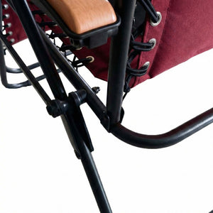 English Elm Oversized Zero Gravity Patio Recliner with Mesh Seat Wood Arms and Cup Holder W5159P445931