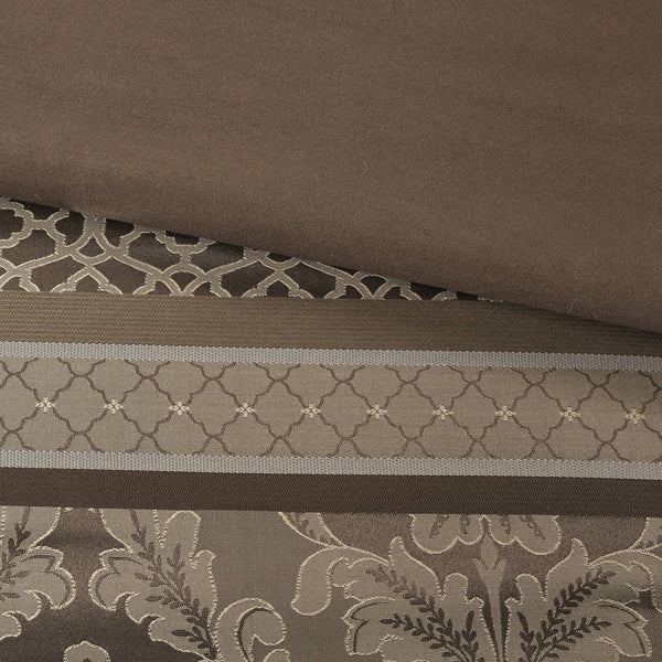 JLA Home Madison Park - 7 Jacquard Comforter Collection with Textured Lustre, Coordinated Shams, Pillows & Bedskirt for Elegant Bedrooms 90 L x 90 W x 1.5H MP10-4533