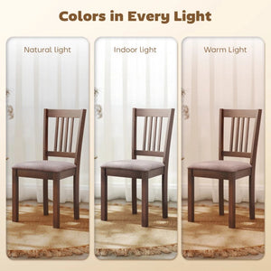 English Elm Comfortable Rubberwood Dining Chairs with Linen Fabric Cushioned Seats Set of 4 T3971P459573