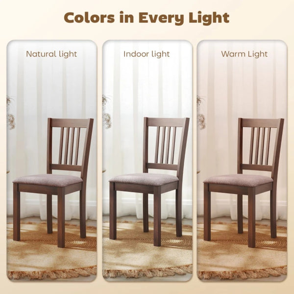English Elm Comfortable Rubberwood Dining Chairs with Linen Fabric Cushioned Seats Set of 4 T3971P459573