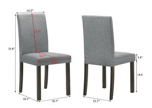 English Elm 4pc Upholstered Dining Chairs Gray Fabric Modern Wooden Legs Set of 4 Comfortable Compact Seats B011P375963