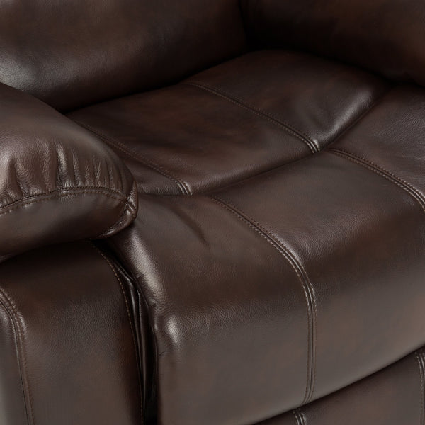 English Elm Charlotte Burnished Brown Leather Gel Glider Recliner - Stylish Comfort With Durable Design & Easy Recline B050P322572