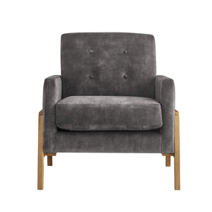 English Elm Matson Tufted Back Accent Chair with Plush Foam, Coil Spring Support, Textured Polyester Upholstery Dark Gray B050P390603