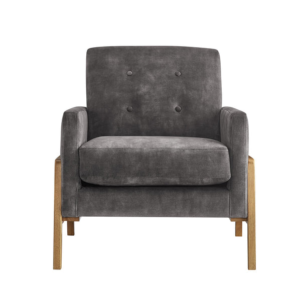 English Elm Matson Tufted Back Accent Chair with Plush Foam, Coil Spring Support, Textured Polyester Upholstery Dark Gray B050P390603